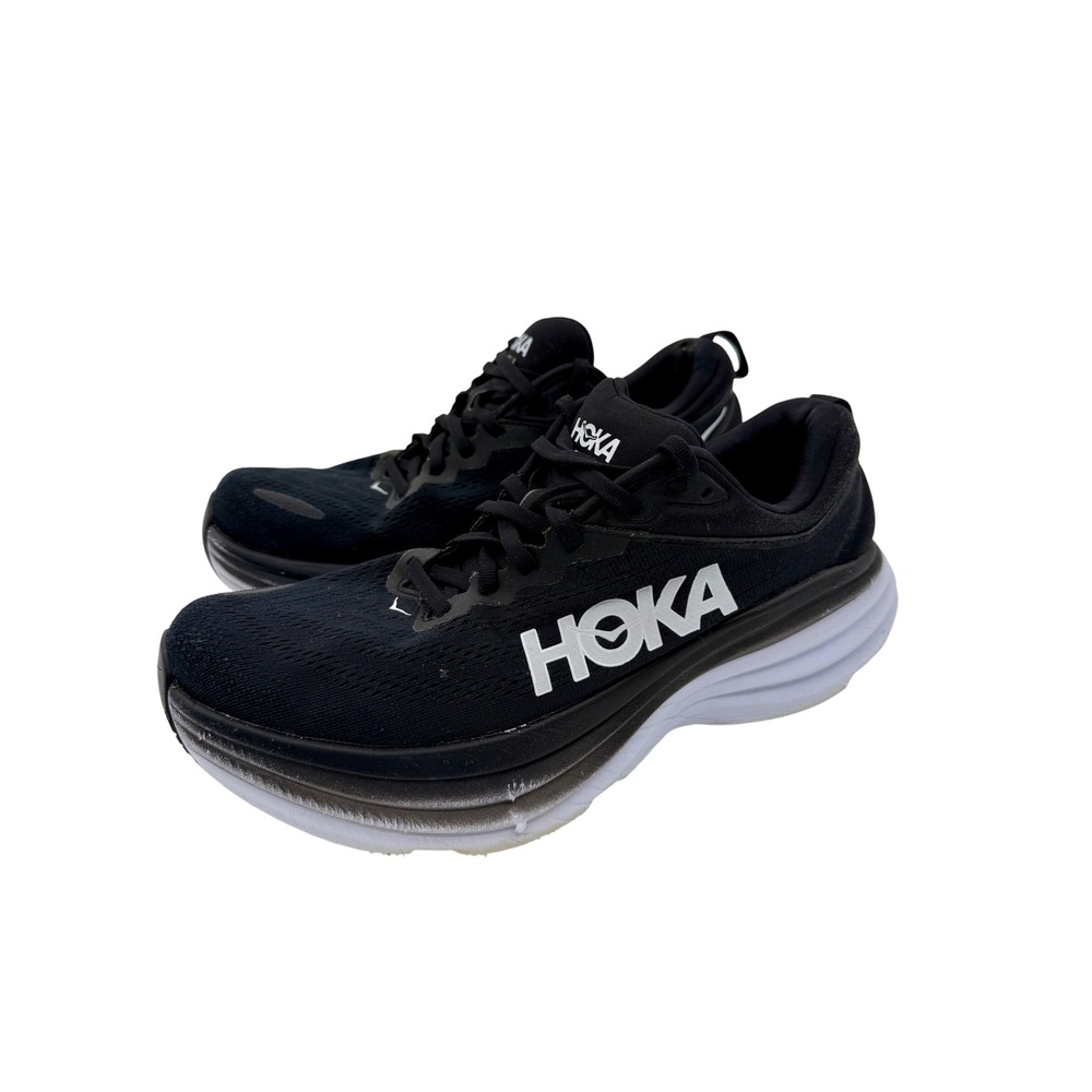 Hoka Bondi 8 Womens Running Shoes Black White 1127952 BWHT Size 9.5B